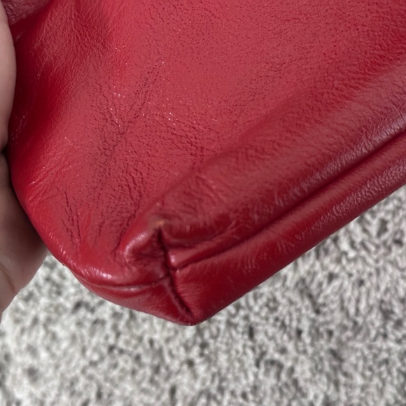 Vtg Leather? Red hand bag evening bag. - Picture 8 of 9